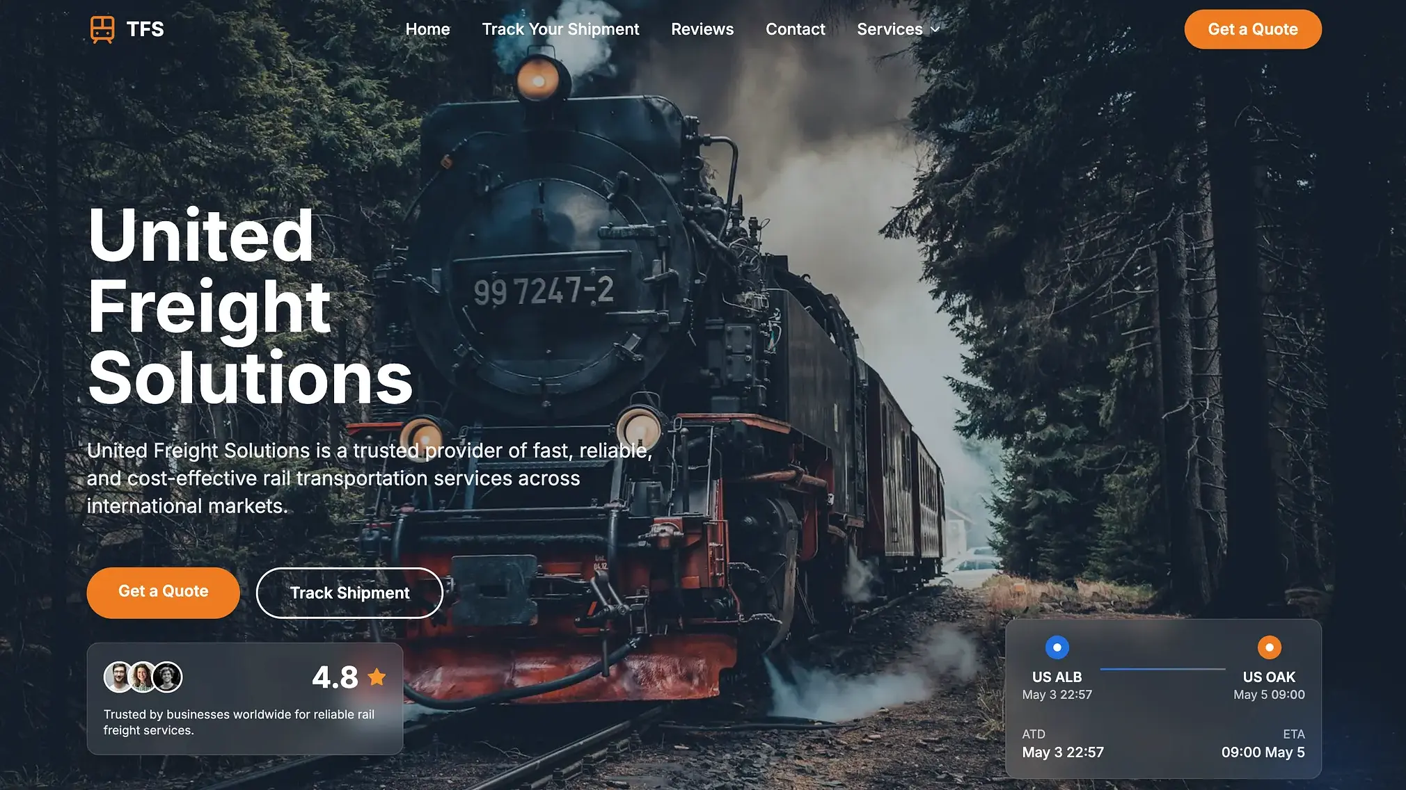 Train business website design project by Fire Island Design