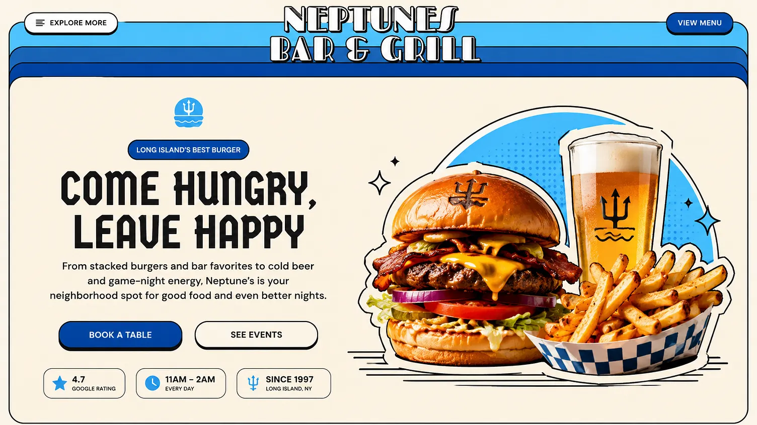 Neptune's website design mockup by Fire Island Design