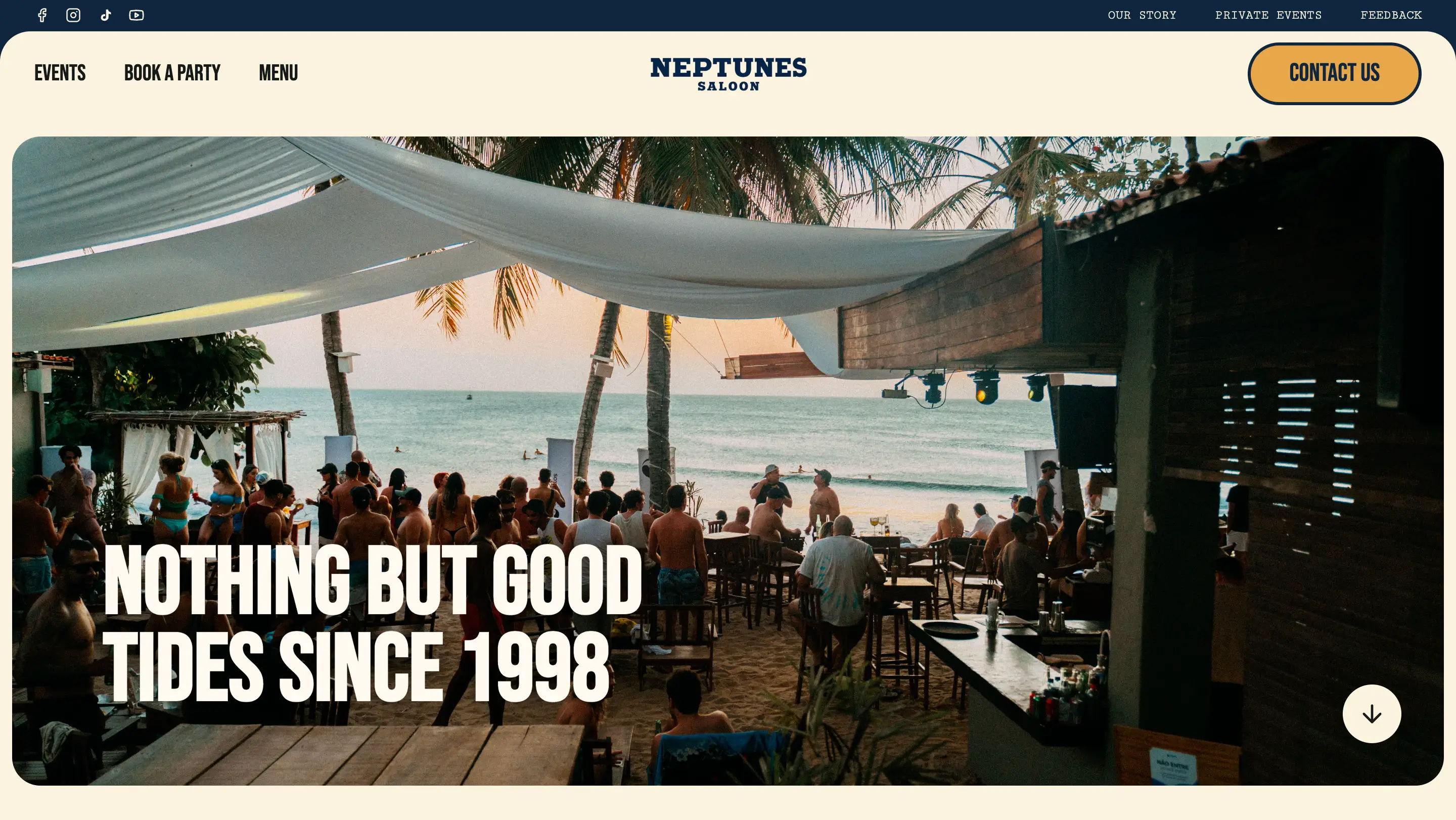Neptune's Saloon website design project by Fire Island Design