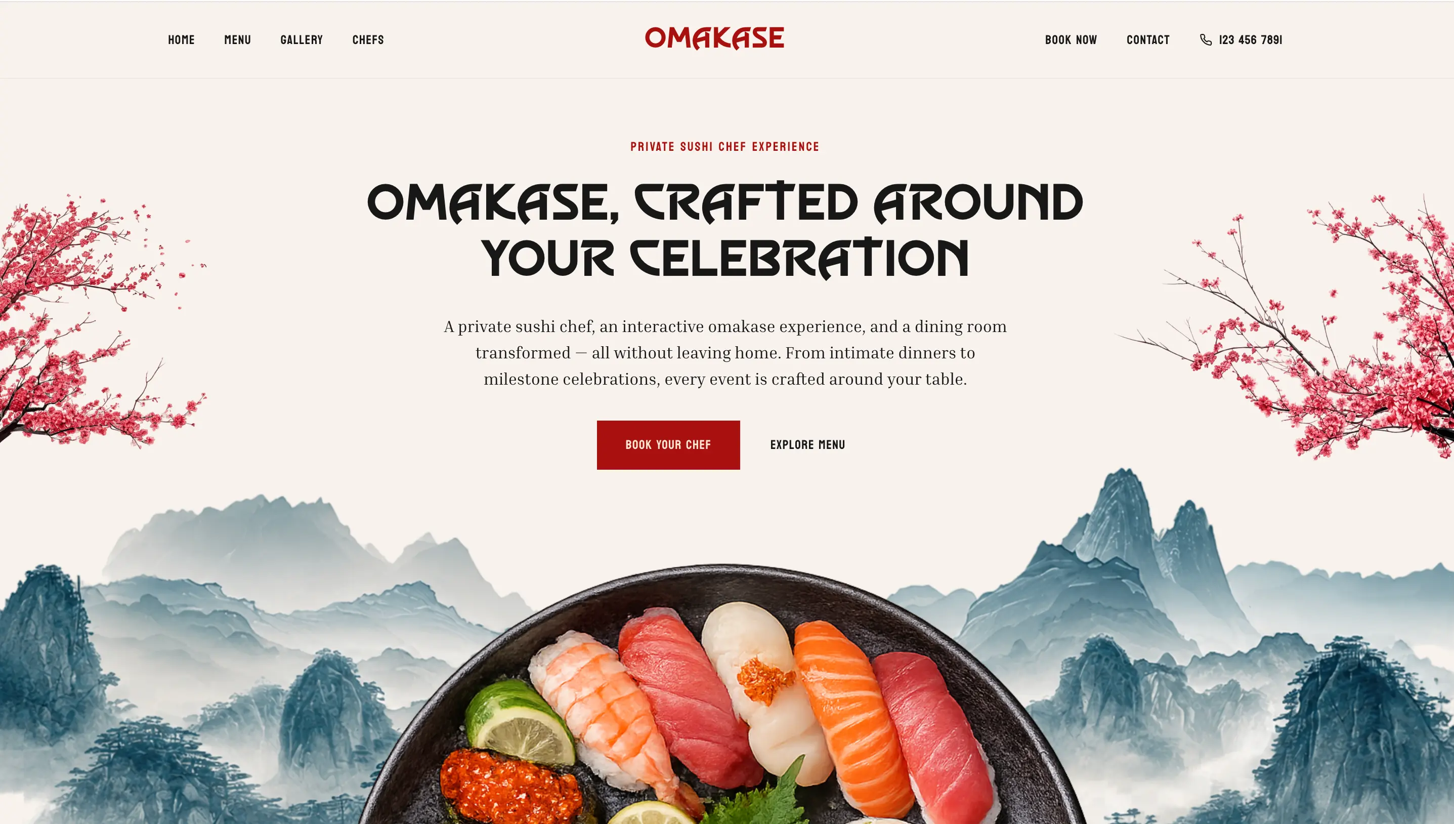Omakase restaurant website design project by Fire Island Design