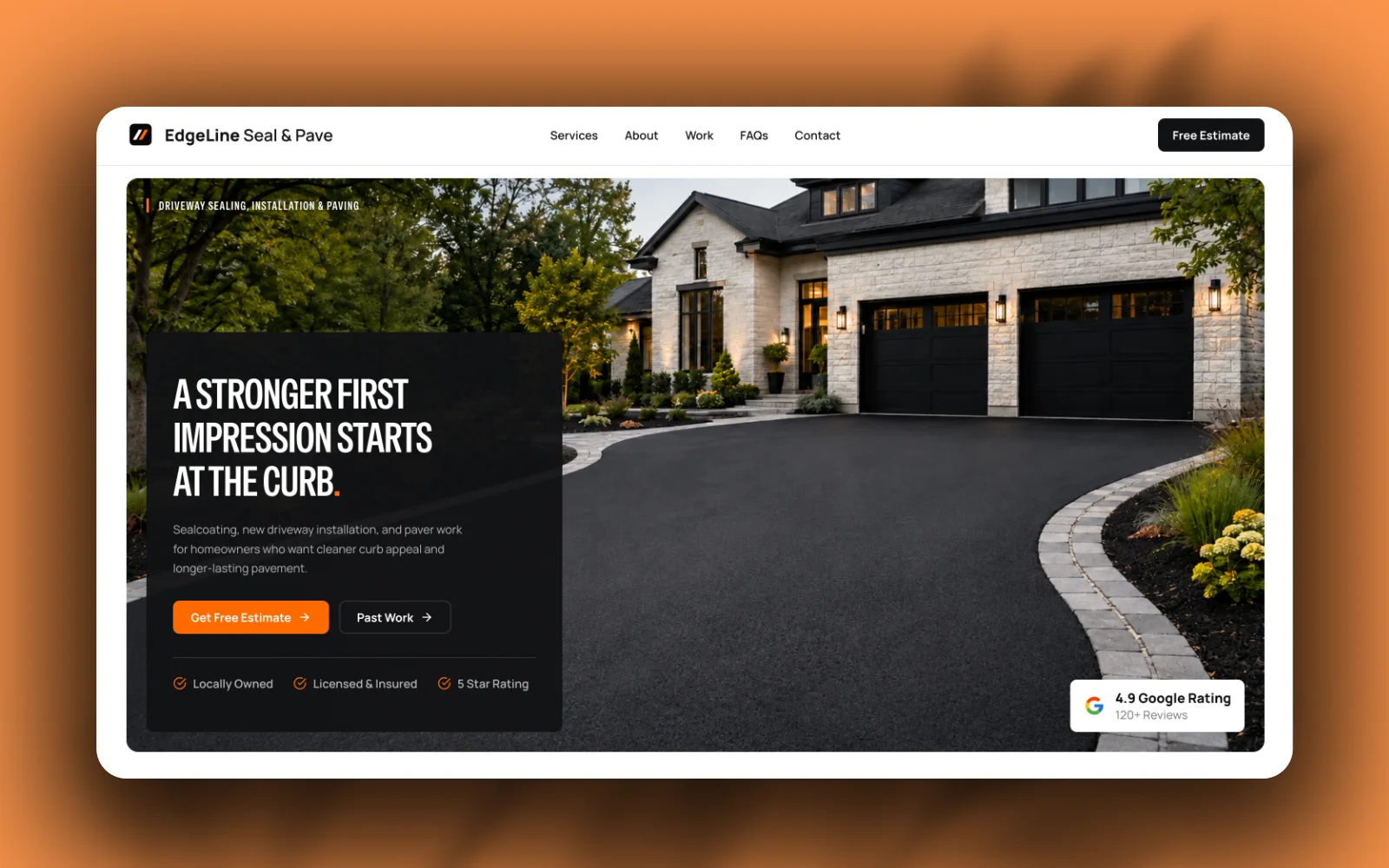 EdgeLine paving contractor website homepage design by Fire Island Design