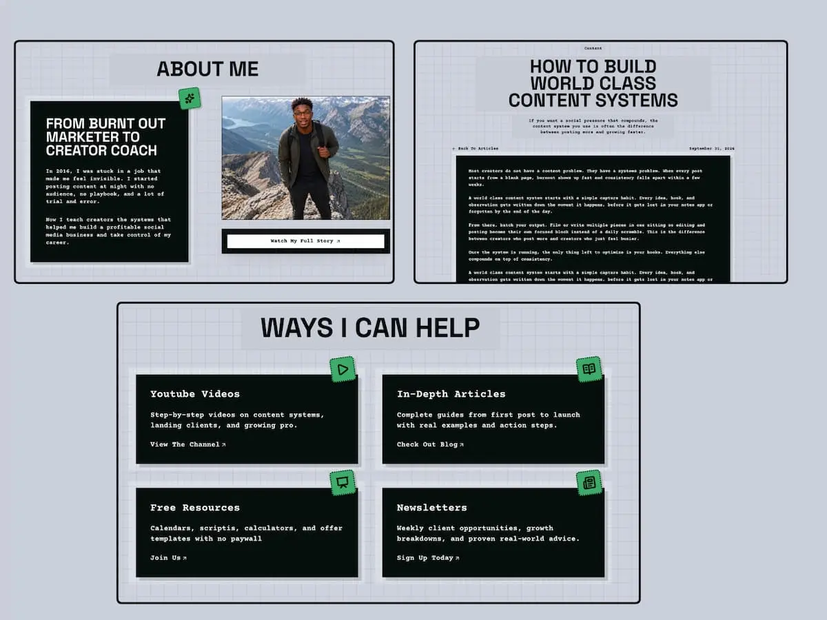 Audience Lift about page and ways I can help section