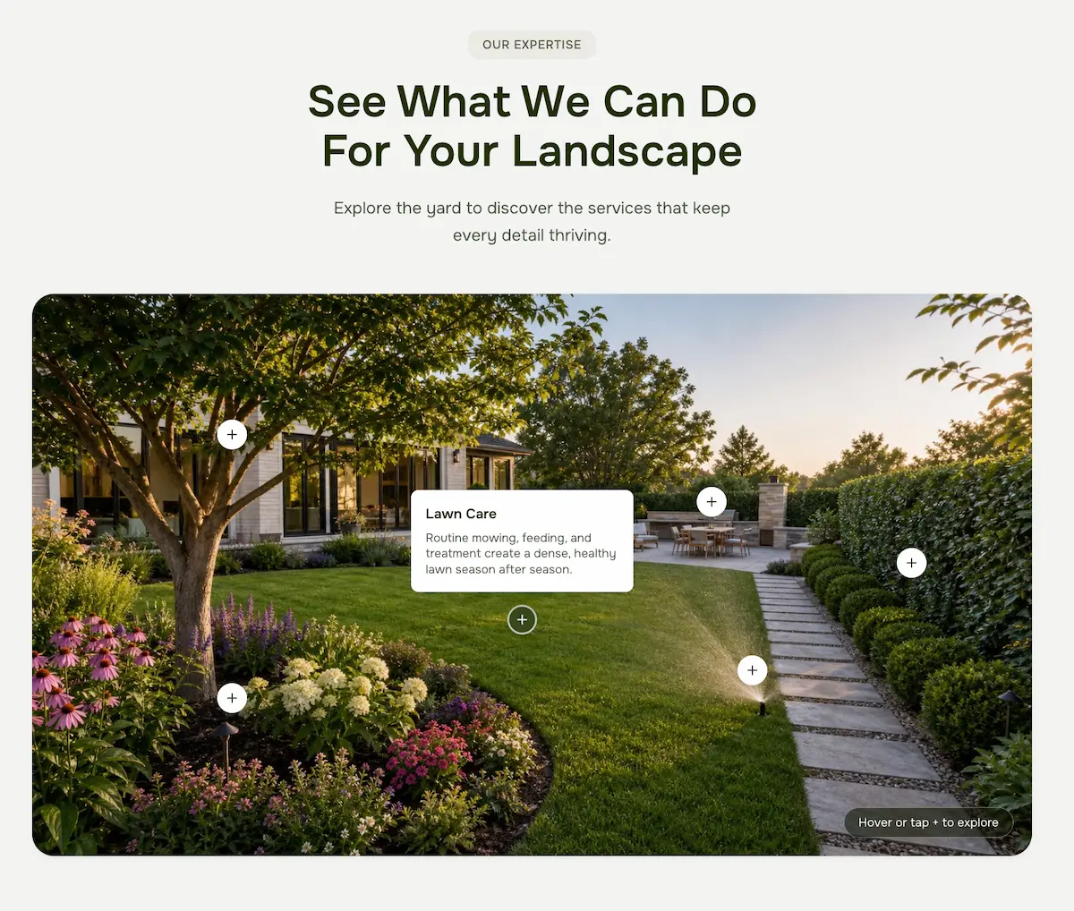 Green Company interactive service hotspots on a yard photo