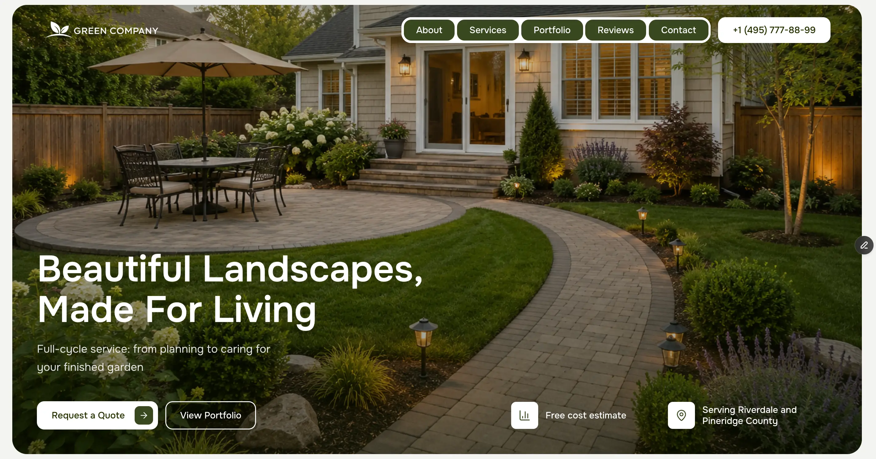 Green Company landscaping website homepage design by Fire Island Design
