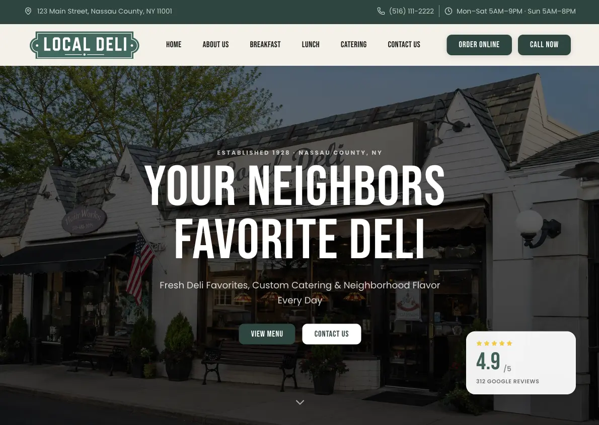 Local Deli fresh deli and catering website homepage design by Fire Island Design
