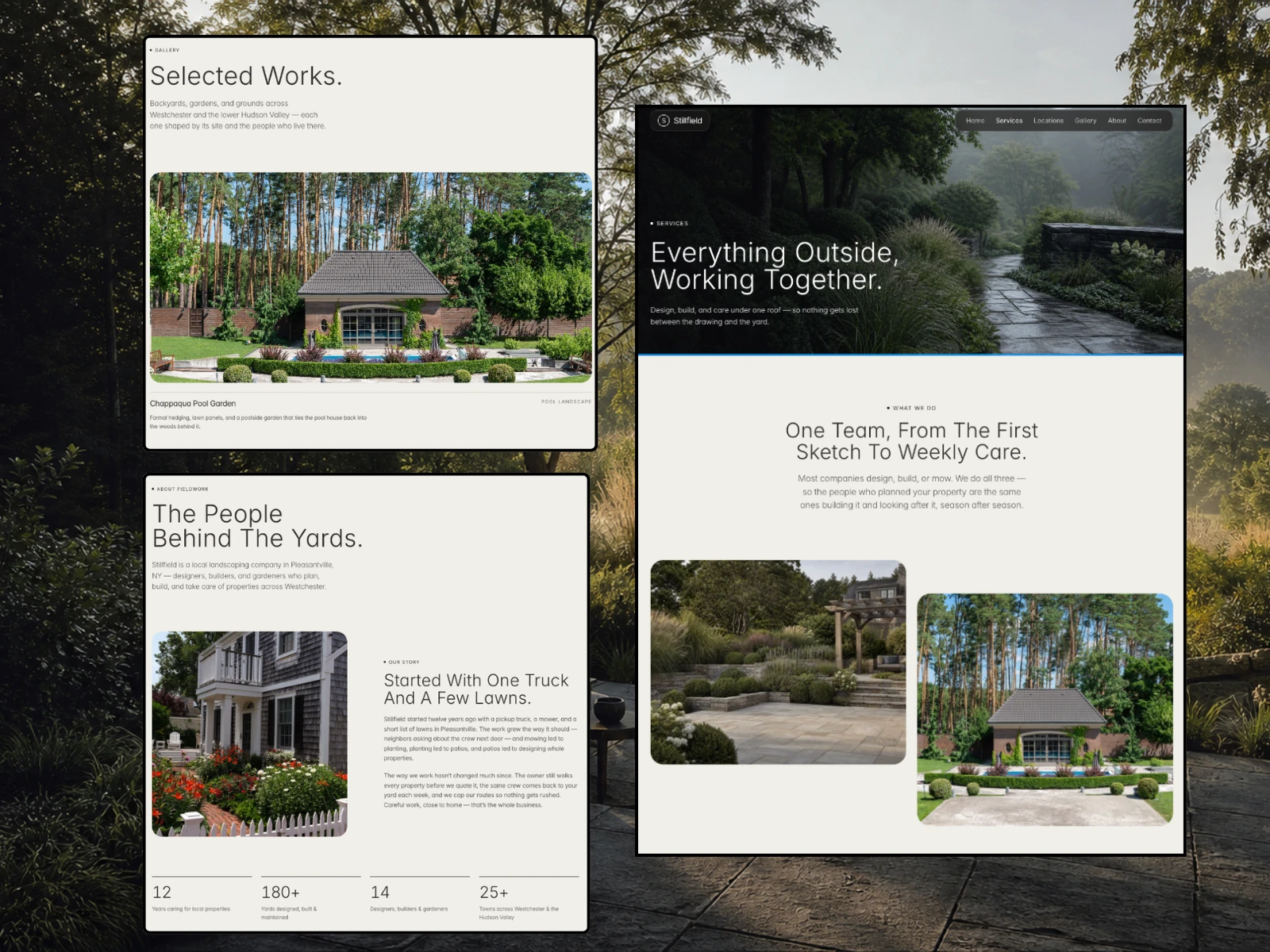 Stillfield CMS-driven project gallery and team about page
