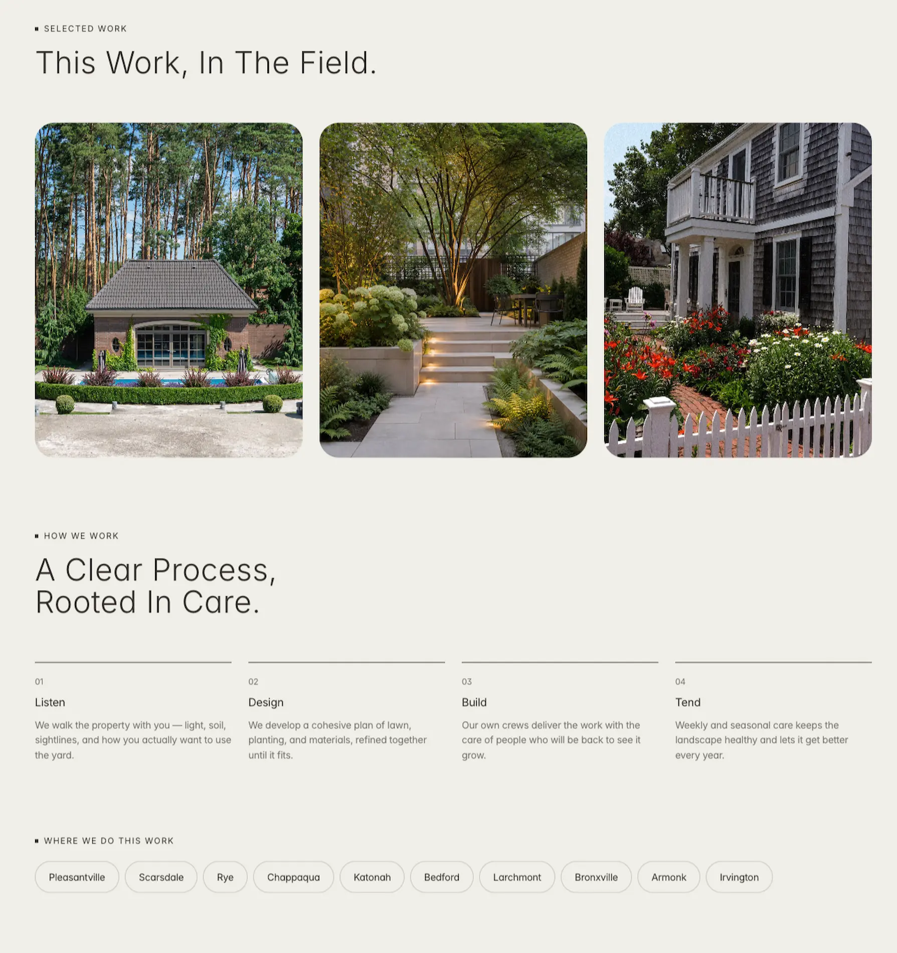 Stillfield dynamic location pages and service process section